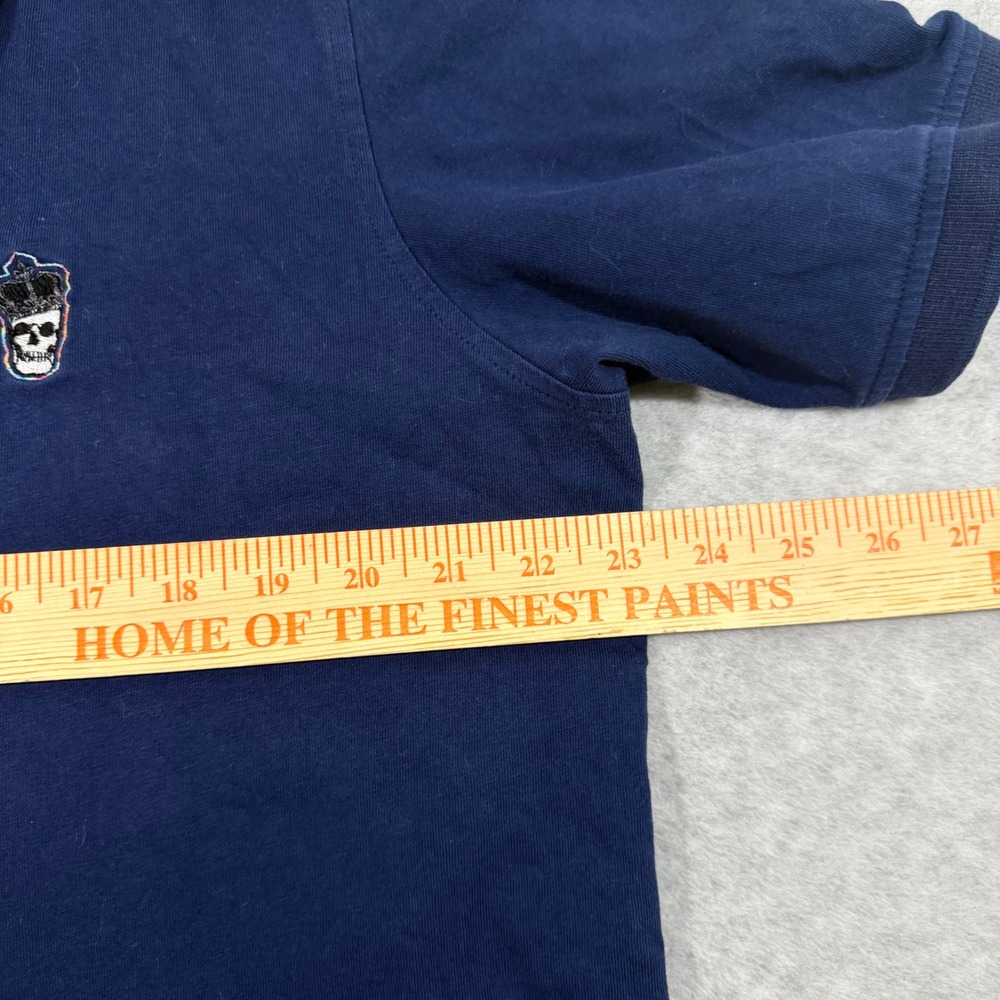 Robert Graham Polo Shirt Mens XL Navy Crowned Skull Paisley Trim Classic Fit - Picture 7 of 11